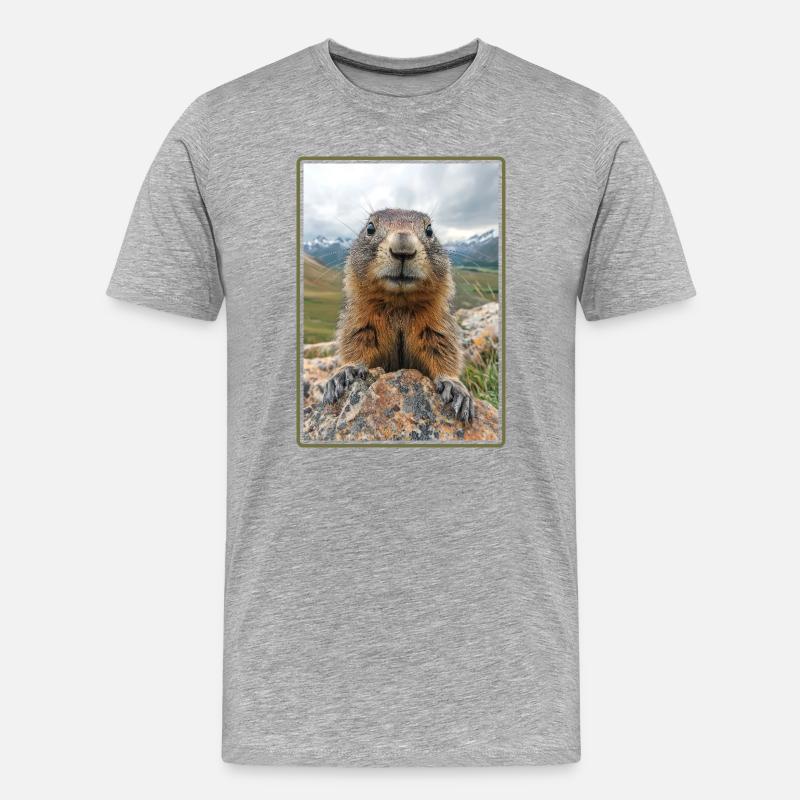 Murmeltiere Murmeltier - Männer Premium Bio T-Shirt - Grau meliert