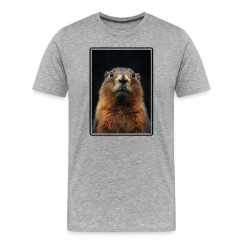 Marmottes Marmotte - T-shirt bio Premium Homme - gris chiné - Devant - Damien (186cm)