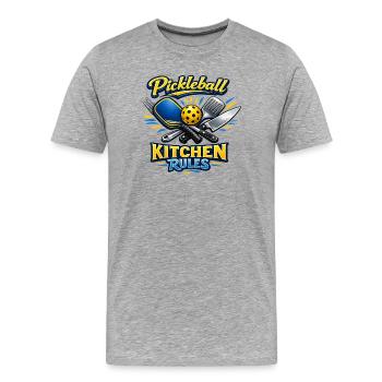 Pickleball Kitchen Rules - Männer Premium Bio T-Shirt - Grau meliert - Vorne - Damien (186cm)