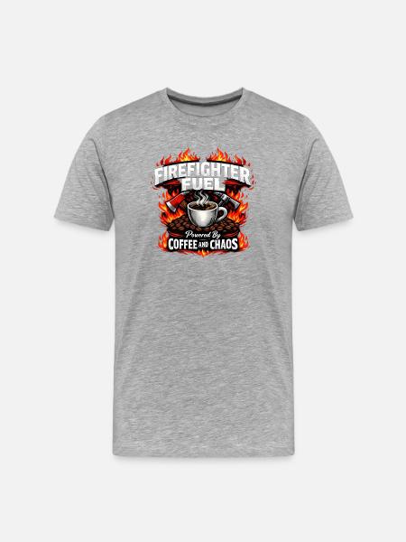 Fire Brigade Coffee Chaos Motif - Men's Premium Organic T-Shirt - heather grey