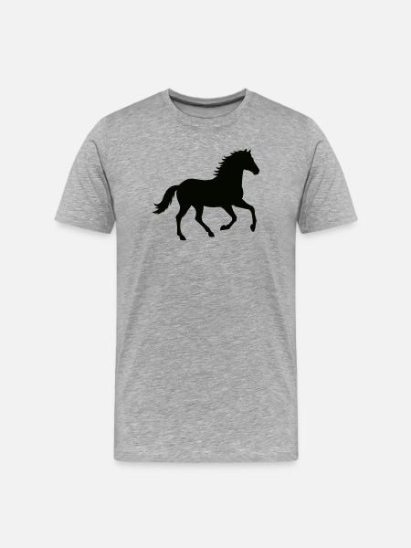 Pferdesilhouette im Galopp - Männer Premium Bio T-Shirt - Grau meliert