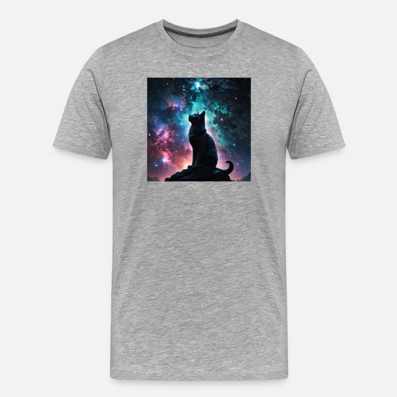 kosmische Katze - Männer Premium Bio T-Shirt - Grau meliert