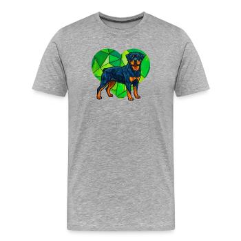Cubist Rottweiler Geometric Heart Pet Art Design - Men's Premium Organic T-Shirt - heather grey - Front - Damien (186cm)