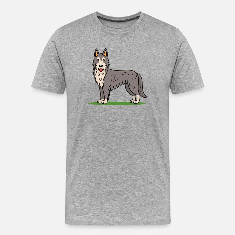 Irischer Wolfshund (Comic) - Männer Premium Bio T-Shirt - Grau meliert