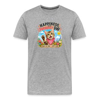 Perfect day of purrs - Men's Premium Organic T-Shirt - heather grey - Front - Damien (186cm)