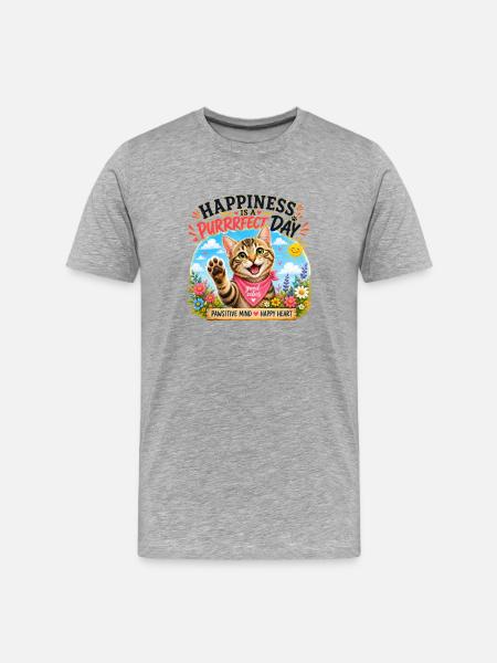Journée de ronrons parfaite - T-shirt bio Premium Homme - gris chiné