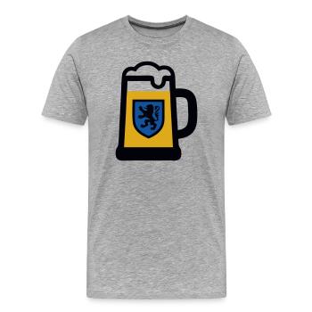 Maßkrug Bier Bayern Löwen Wappen Volksfest - Männer Premium Bio T-Shirt - Grau meliert - Vorne - Damien (186cm)