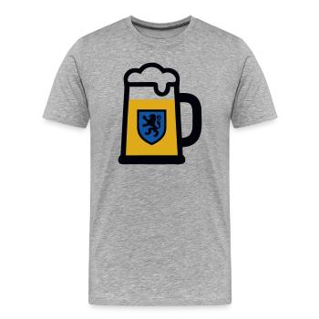 Maßkrug Bier Bayern Löwen Wappen Volksfest - Männer Premium Bio T-Shirt - Grau meliert - Vorne - Damien (186cm)
