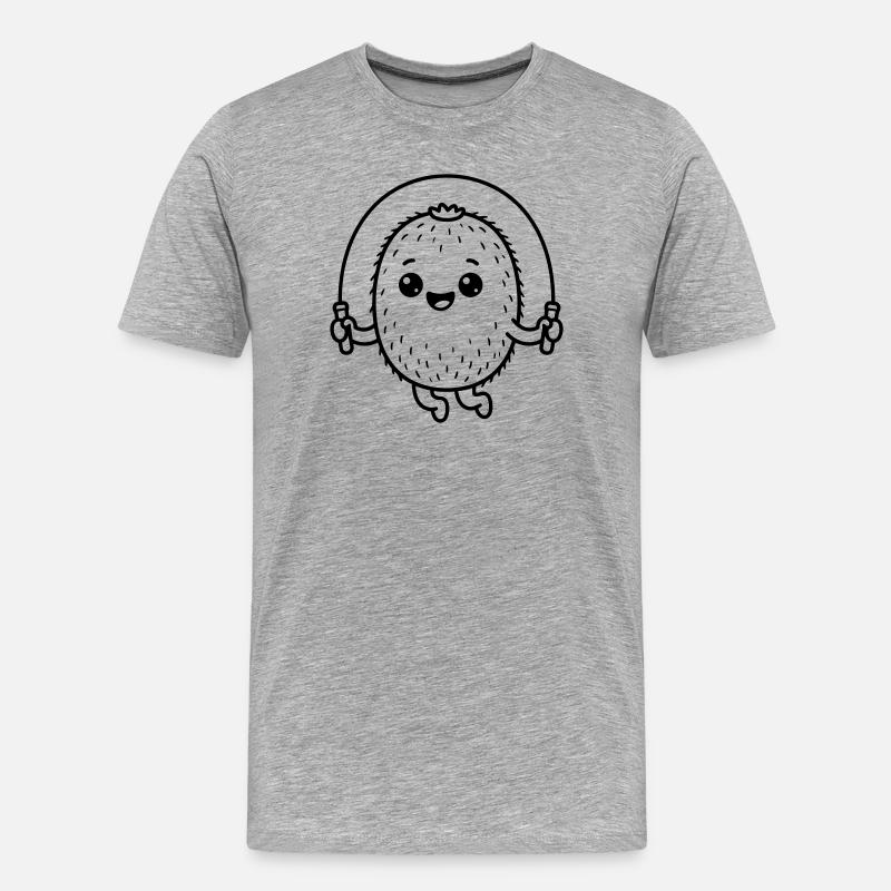 Kiwi niedlich - Männer Premium Bio T-Shirt - Grau meliert