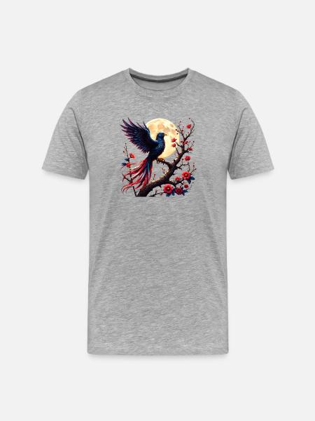 Lunar Blue Phoenix in Bloom - Men's Premium Organic T-Shirt - heather grey
