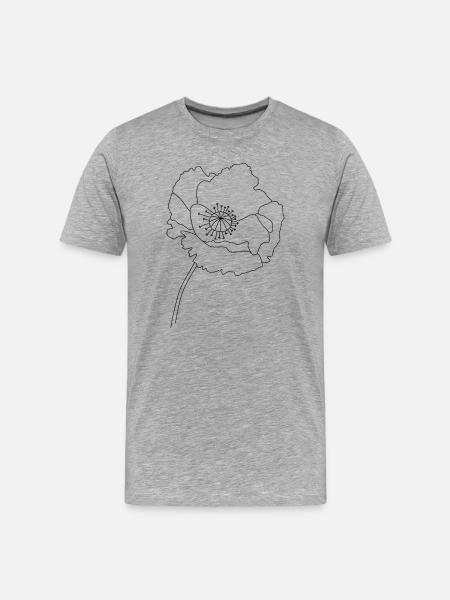 Mohnblumen-Silhouette - Männer Premium Bio T-Shirt - Grau meliert