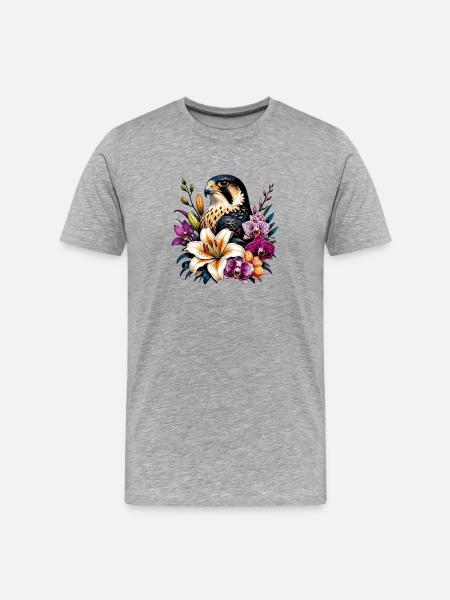 Falkenblüten im Blumenkreis - Männer Premium Bio T-Shirt - Grau meliert
