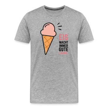 Eis Gute Laune - Männer Premium Bio T-Shirt - Grau meliert - Vorne - Damien (186cm)
