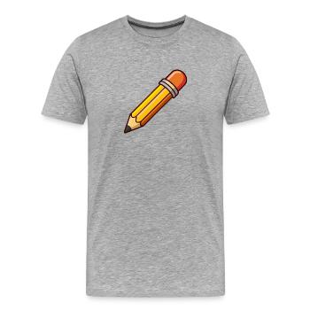 Clipart de dessin animé au crayon - T-shirt bio Premium Homme - gris chiné - Devant - Damien (186cm)
