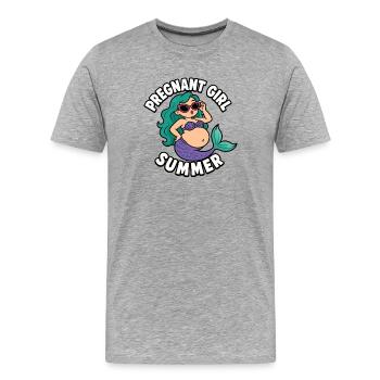 Fille enceinte, été, plage, sirène, - T-shirt bio Premium Homme - gris chiné - Devant - Damien (186cm)