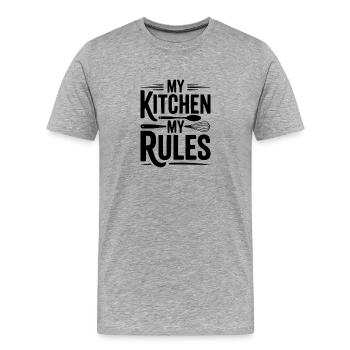 Ma cuisine Mes règles - T-shirt bio Premium Homme - gris chiné - Devant - Damien (186cm)