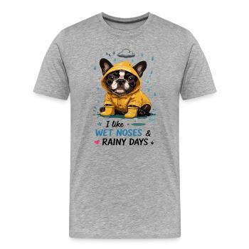 J’aime les nez mouillés et le bouledogue les jours de pluie - T-shirt bio Premium Homme - gris chiné - Devant - Damien (186cm)