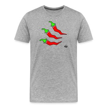 trois pepperonis - T-shirt bio Premium Homme - gris chiné - Devant - Damien (186cm)