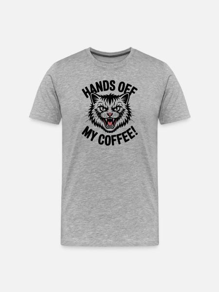 Grumpy Kaffeekatze - Männer Premium Bio T-Shirt - Grau meliert