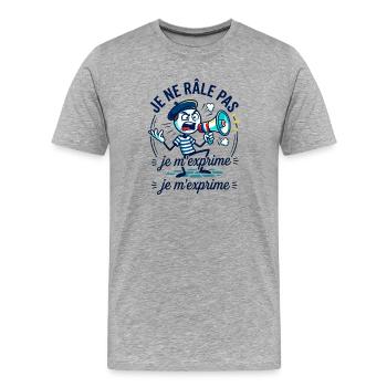 Je Ne Râle Pas Je M'exprime Mégaphone - T-shirt bio Premium Homme - gris chiné - Devant - Damien (186cm)