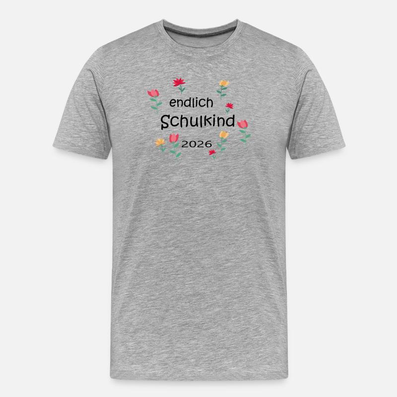 Endlich Schulkind  - Männer Premium Bio T-Shirt - Grau meliert
