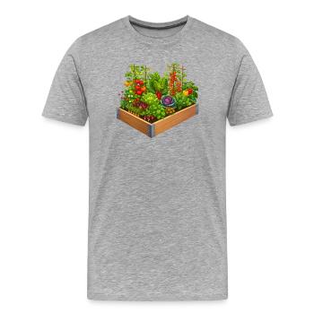Jardin potager coloré en massifs surélevés Design nature - T-shirt bio Premium Homme - gris chiné - Devant - Damien (186cm)
