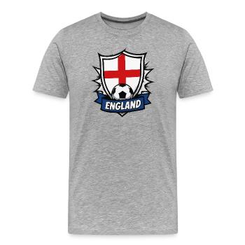 England Shield Flagge und Ball - Männer Premium Bio T-Shirt - Grau meliert - Vorne - Damien (186cm)