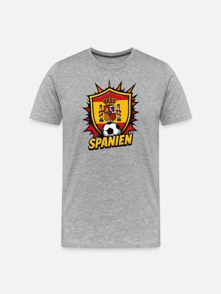 Spanien Fußball Wappen Ball - Männer Premium Bio T-Shirt - Grau meliert