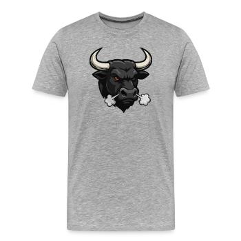 Dark Bull Smoke Puff - Men's Premium Organic T-Shirt - heather grey - Front - Damien (186cm)