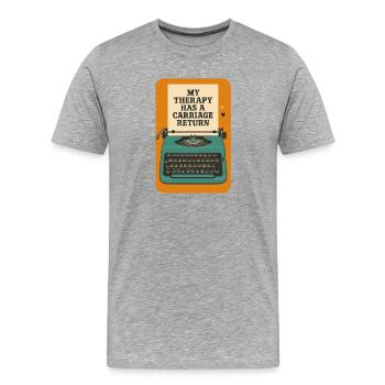 Therapy with carriage return | Writing - Men's Premium Organic T-Shirt - heather grey - Front - Damien (186cm)