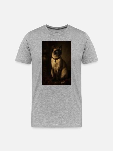 Nocturne Siamese Portrait - Men's Premium Organic T-Shirt - heather grey