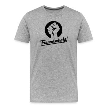Amitié v.1 (changement de couleur) - T-shirt bio Premium Homme - gris chiné - Devant - Damien (186cm)