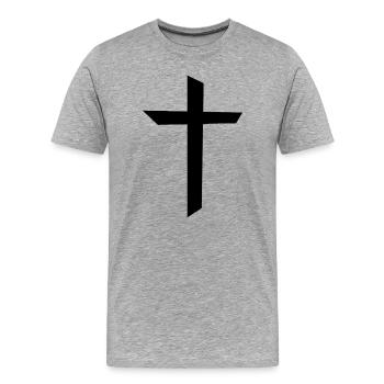 Christliches Kreuz - Männer Premium Bio T-Shirt - Grau meliert - Vorne - Damien (186cm)