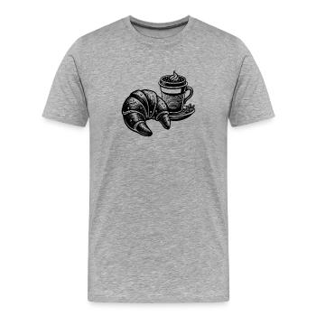 Coffee and Croissant - Men's Premium Organic T-Shirt - heather grey - Front - Damien (186cm)