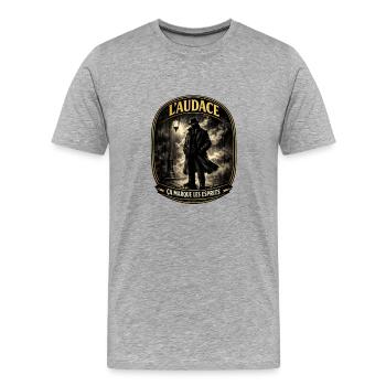 Audace Noire: Esprits et Ombres - T-shirt bio Premium Homme - gris chiné - Devant - Damien (186cm)