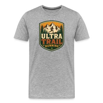 Ultra-Trailrunning - Männer Premium Bio T-Shirt - Grau meliert - Vorne - Damien (186cm)