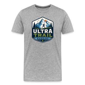 Ultra-Trailrunning - Männer Premium Bio T-Shirt - Grau meliert - Vorne - Damien (186cm)