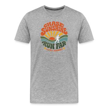 Ultralauf – Jage Sonnenschein, Lauf weit - Männer Premium Bio T-Shirt - Grau meliert - Vorne - Damien (186cm)