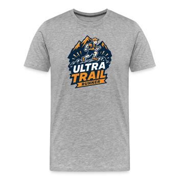 Coureur d’ultra-trail - T-shirt bio Premium Homme - gris chiné - Devant - Damien (186cm)
