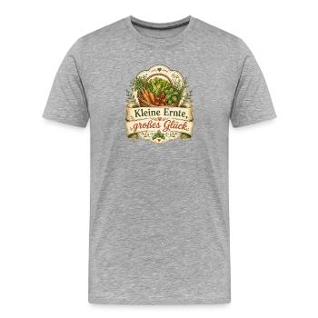 Kleine Ernte, großes Glück - Männer Premium Bio T-Shirt - Grau meliert - Vorne - Damien (186cm)