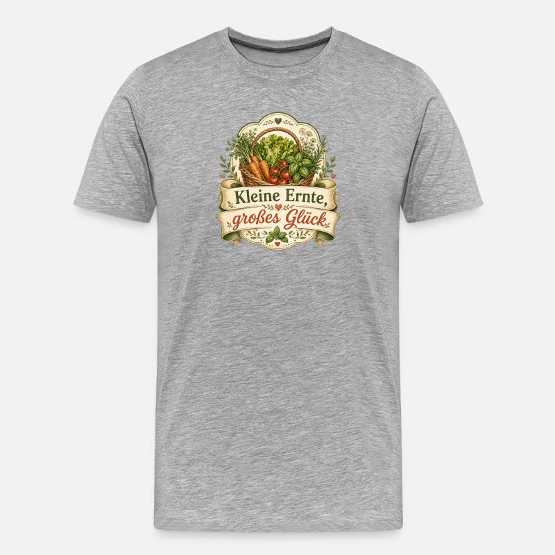 Kleine Ernte, großes Glück - Männer Premium Bio T-Shirt - Grau meliert