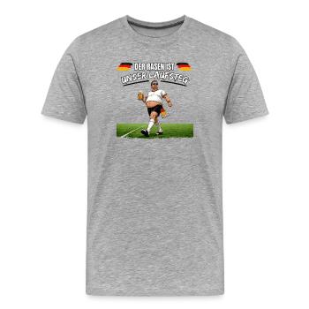 Deutscher Fußballfan mit Bier - Männer Premium Bio T-Shirt - Grau meliert - Vorne - Damien (186cm)