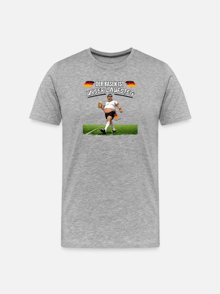 Deutscher Fußballfan mit Bier - Männer Premium Bio T-Shirt - Grau meliert