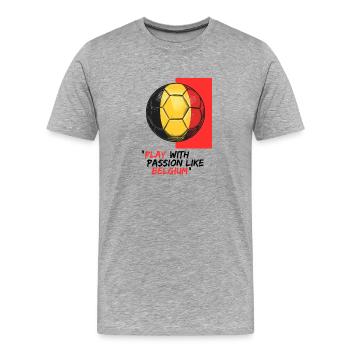 Belgien Retro Spielballon - Männer Premium Bio T-Shirt - Grau meliert - Vorne - Damien (186cm)