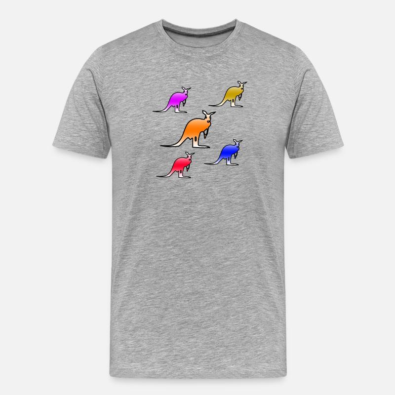 Kängurus - Männer Premium Bio T-Shirt - Grau meliert