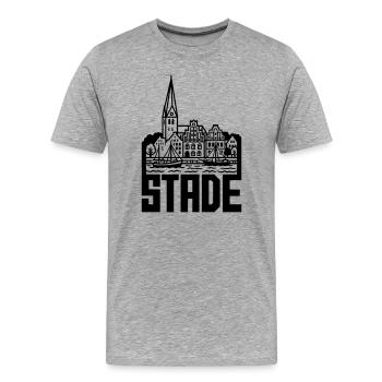 Stade Silhouette Landmark - Men's Premium Organic T-Shirt - heather grey - Front - Damien (186cm)