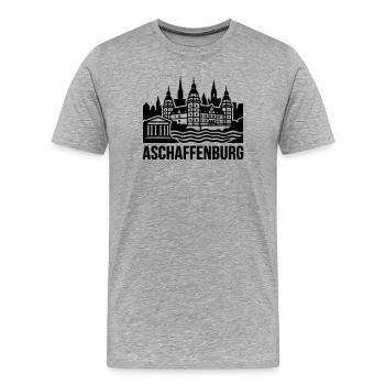 Aschaffenburg Silhouette Wahrzeichen - Männer Premium Bio T-Shirt - Grau meliert - Vorne - Damien (186cm)