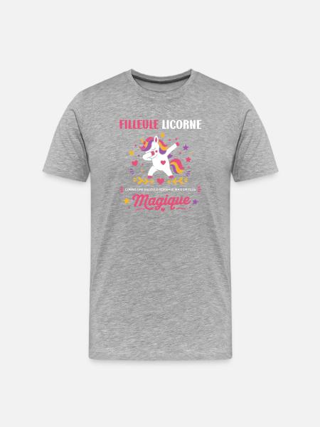 Filleule Licorne Magique - T-shirt bio Premium Homme - gris chiné