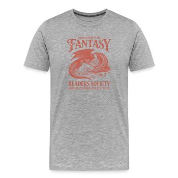 Fantastic Readers' Society Dragon fantasy - Men's Premium Organic T-Shirt - heather grey - Front - Damien (186cm)