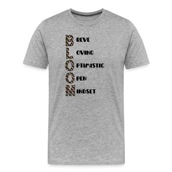 Lettres florales Typographie florale - T-shirt bio Premium Homme - gris chiné - Devant - Damien (186cm)